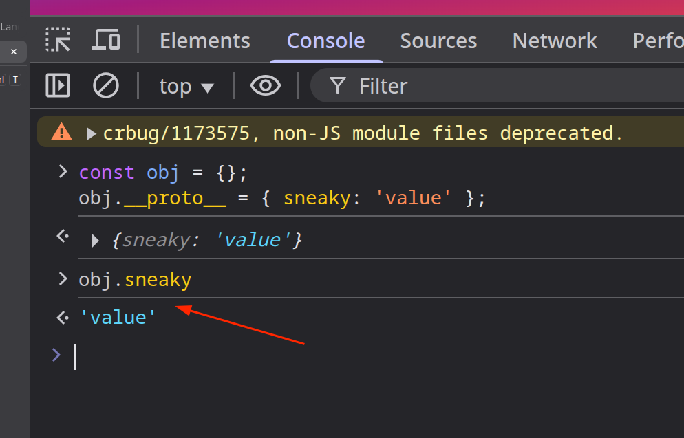 prototype chain behavior